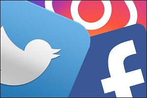 Twitter Facebook and Instagram logos
